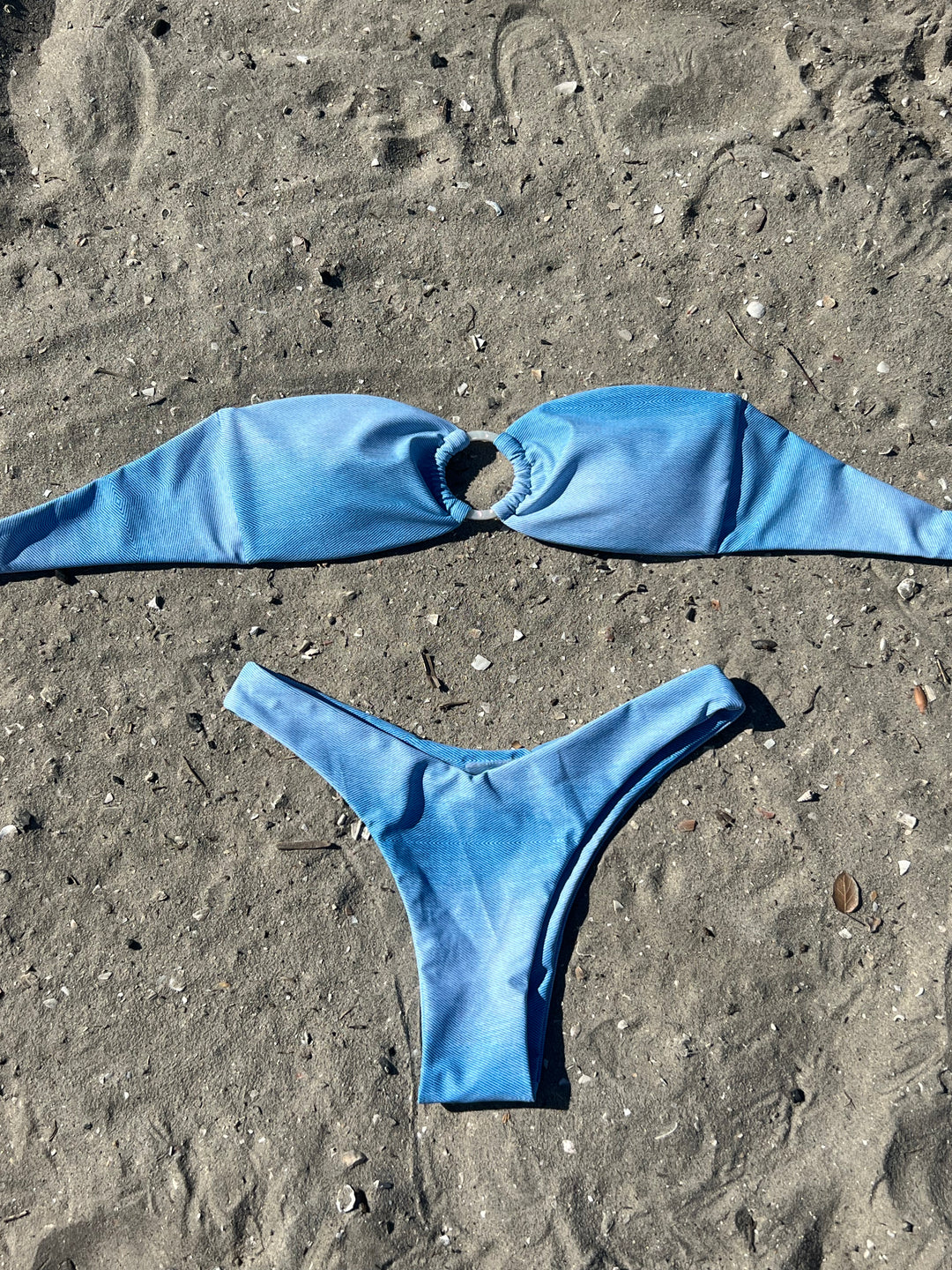 Blue Jean Strapless Bikini Top