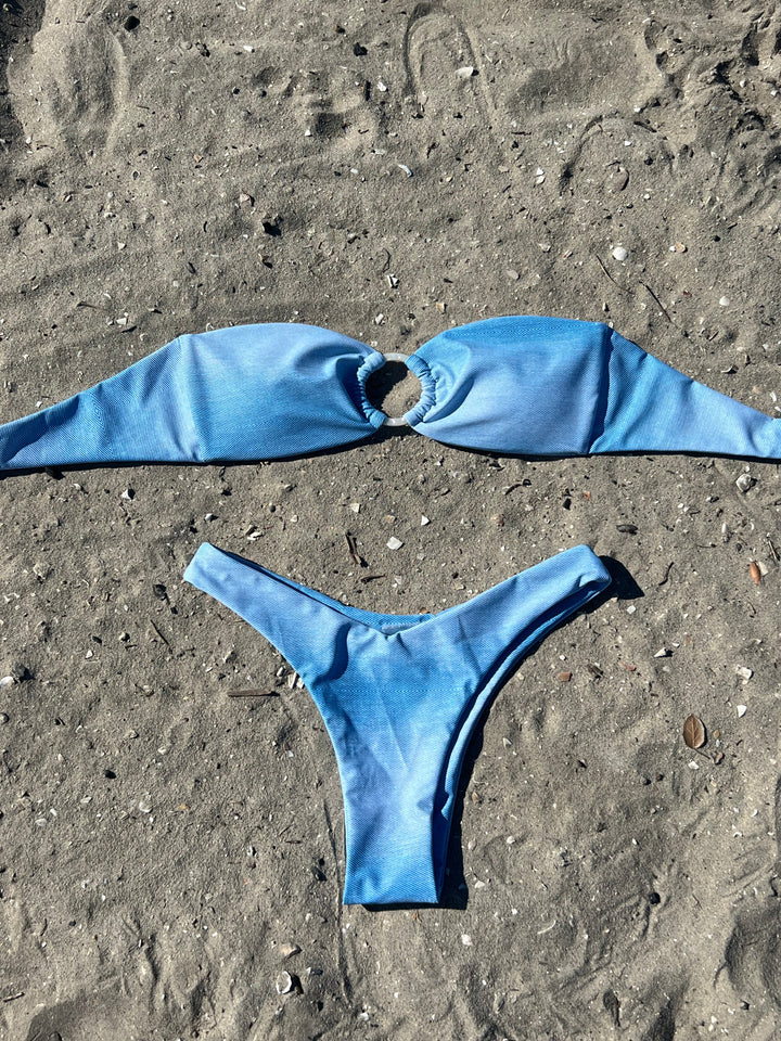 Blue Jean Strapless Bikini Top