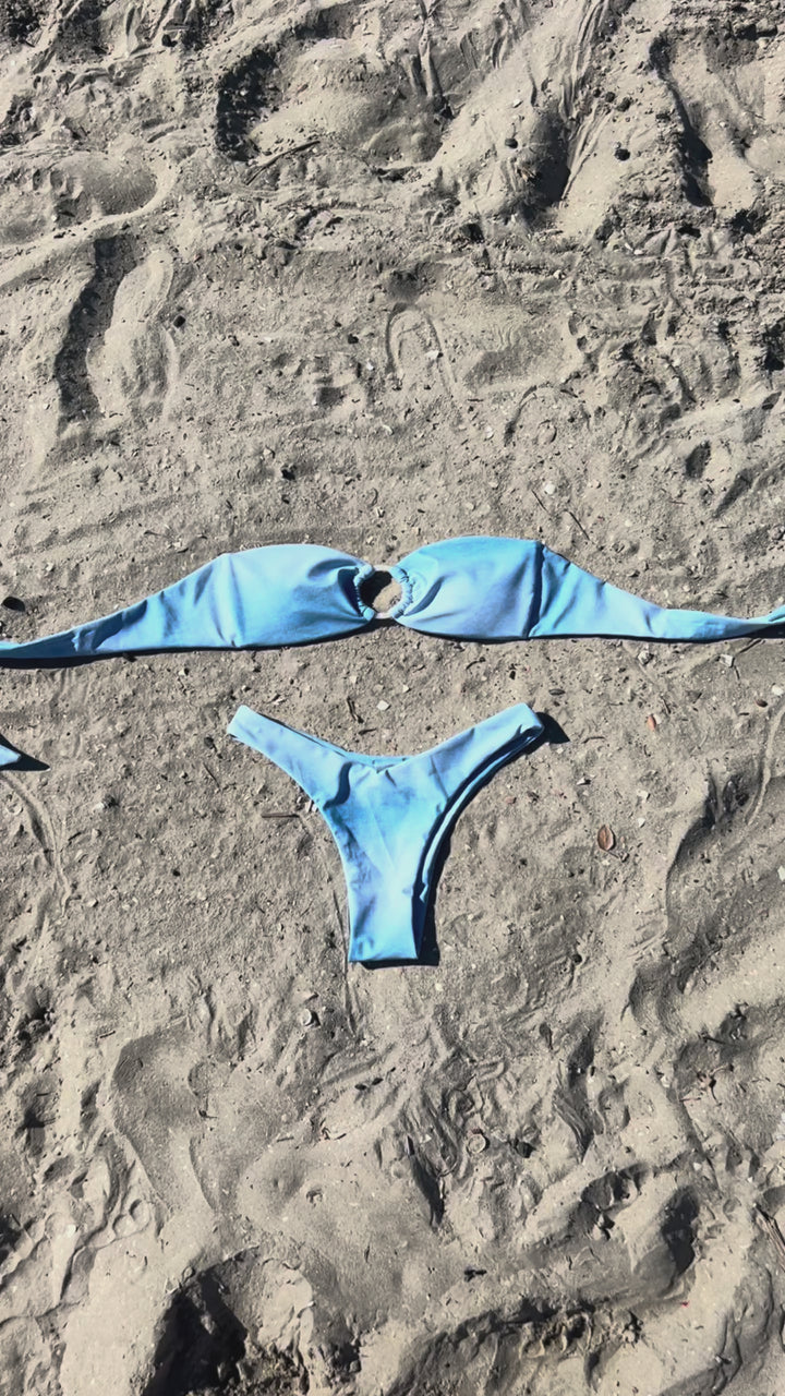 Blue Jean Strapless Bikini Top